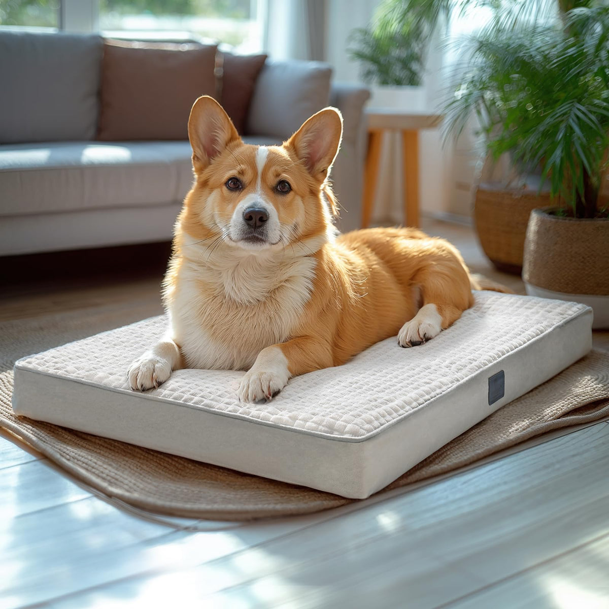 Orthopedic egg-crate foam dog bed for senior dogs