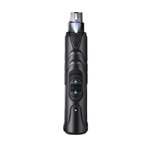 PawGlow nail grinder — a slim black handheld rotary nail grinder with an LED ring in the head